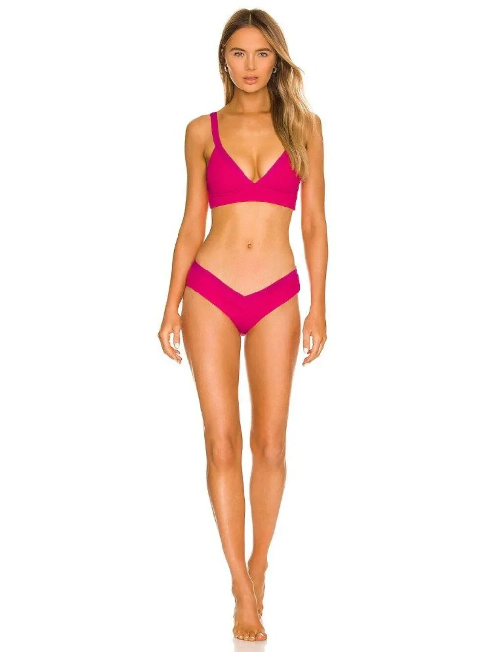 L*Space Ribbed Vera Bikini Top in Bougainvillea New Womens Swimsuit